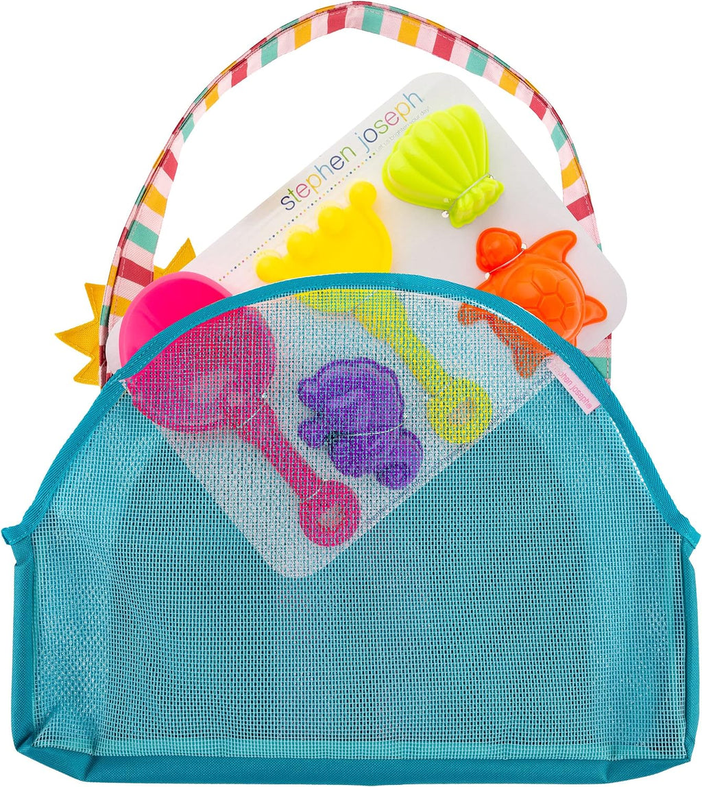 Beach Tote with Sand Toys - Toddler and Baby Beach Toys, Travel Friendly Beach Set, 6 Piece Beach Play Set, Beach Bag