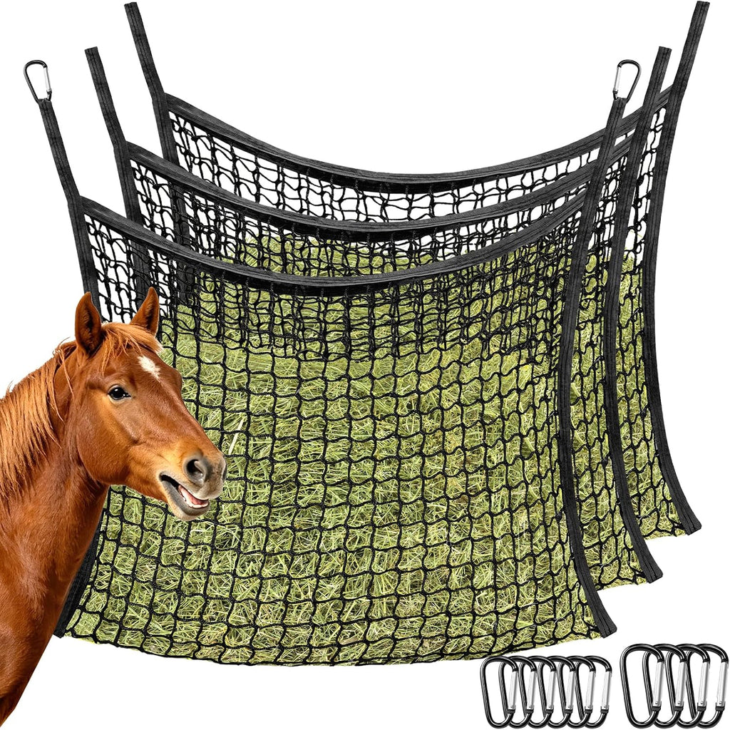3 Pcs Hay Bags for Horses, Slow Feed Hay Nets for Horses Goat Sheep, Large Capacity Hay Feeder for Stall, Trailer