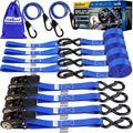Ratchet Straps Heavy Duty, Tie Down Straps Ratchet Set, 2200 LB Break Strength, Safety Lock S Hooks, Best for Moving