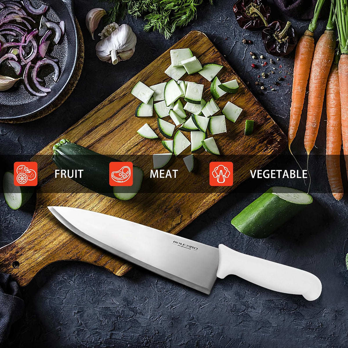 8" Chef Knife, Professional Kitchen Knife with Grip