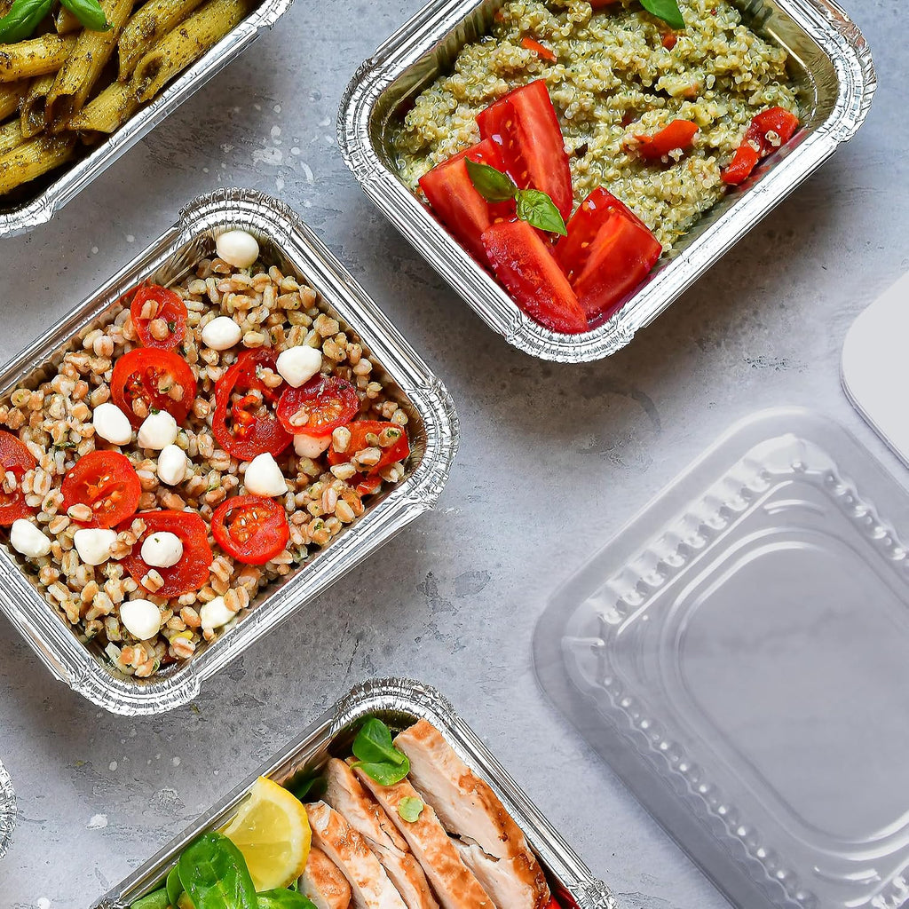 Aluminum Pans With Lids - 50 Count - 2.25LB (8.5"x6") Oblong Pans - To Go Containers With Lids - Disposable Tin Foil