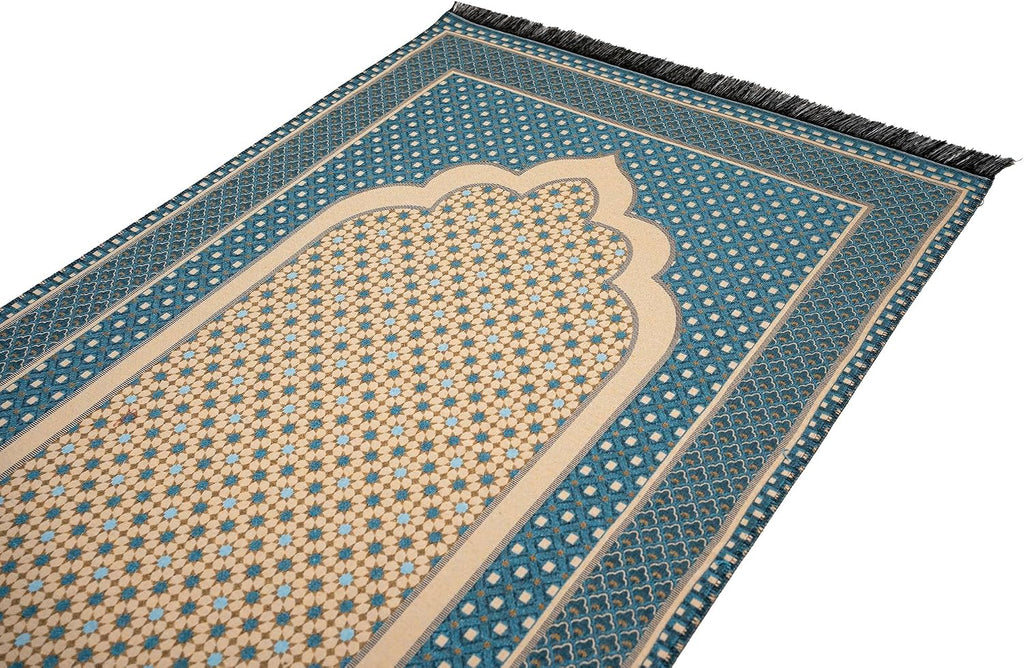 Turkish Islamic Prayer Mat Janamaz Sajjadah | Thin Woven Cotton Praying Rug Ramadan Eid Gift | Traditional Muslim