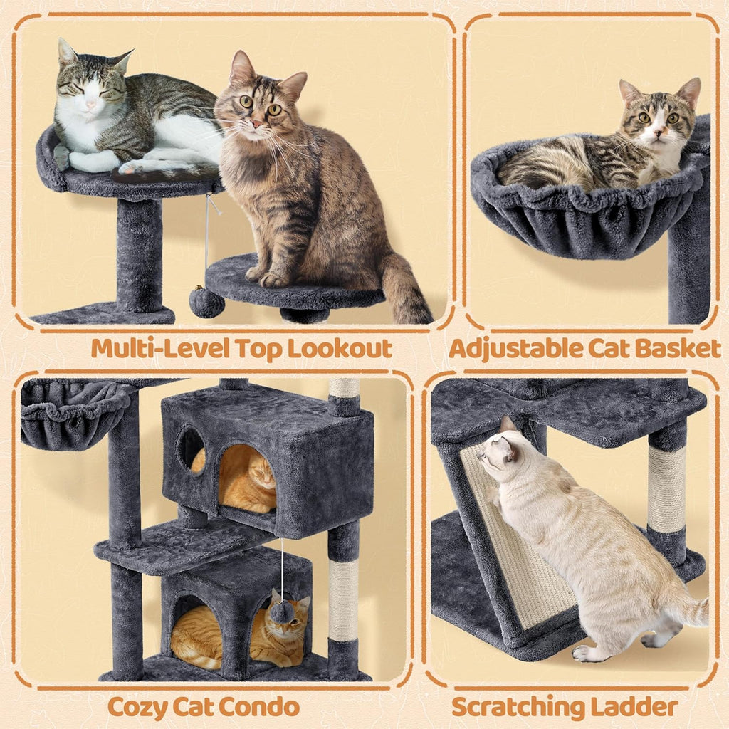 57 inches Multi-Level Cat Tree Cat Condo with Scratching Posts Kittens Activity Tower Pet Play House Furniture