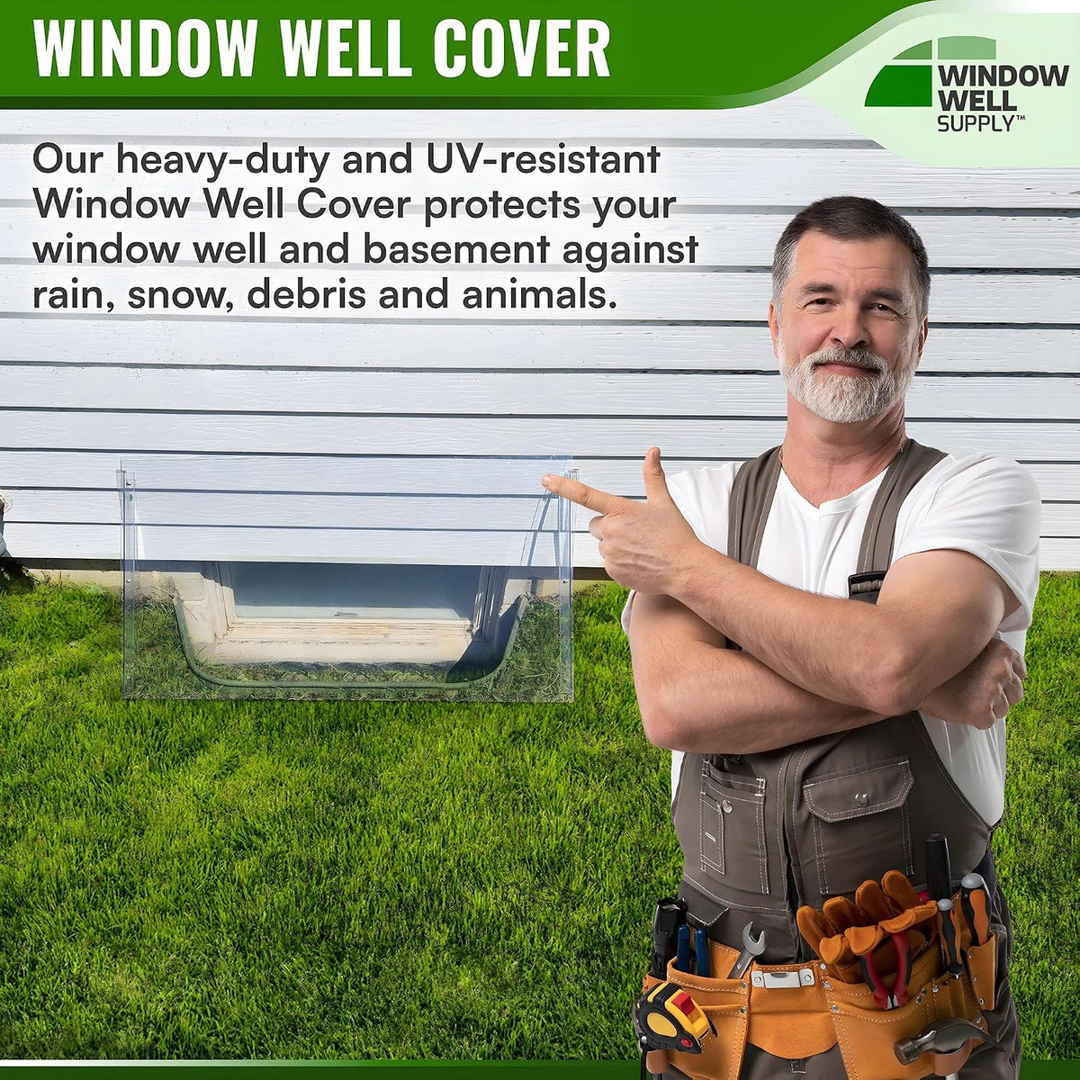 Atrium Basement Window Well Covers Outside Protection 46"L x 22"W x 12"H