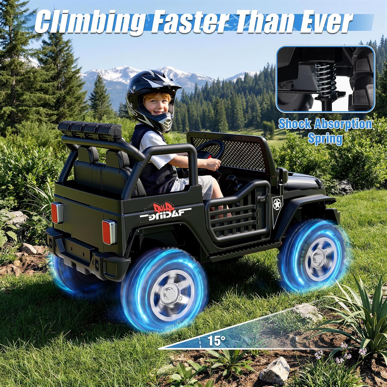 24V 4WD Ride on Truck Car w/800W Motors, 2 Seater, Remote Control, Gift Flower, 3 Speeds, Pop Music, Power 4 Wheels