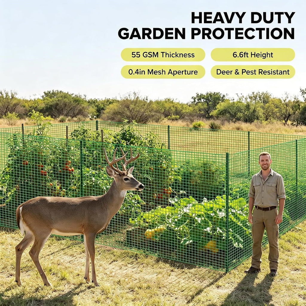 6.6x100ft Plastic Mesh Fencing,0.4in Mesh Deer Fence