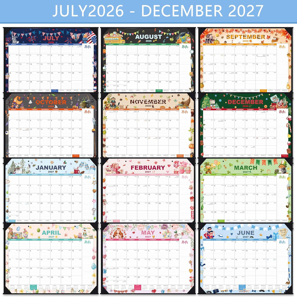 2026-2027 Desk Calendar - Large Desk Calendar 2026-2027, Jul.2026 - Jun.2027, 22" x 17", 12 Months Desktop Calendar