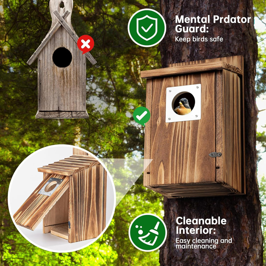 Bird Houses for Outside with Metal Predator Guard