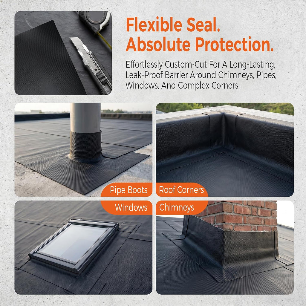 50mil EPDM Waterproofing Membrane for Roof Underlayment 16.5ft X 40in - Self-Adhesive Rubber Roofing Materials Heavy