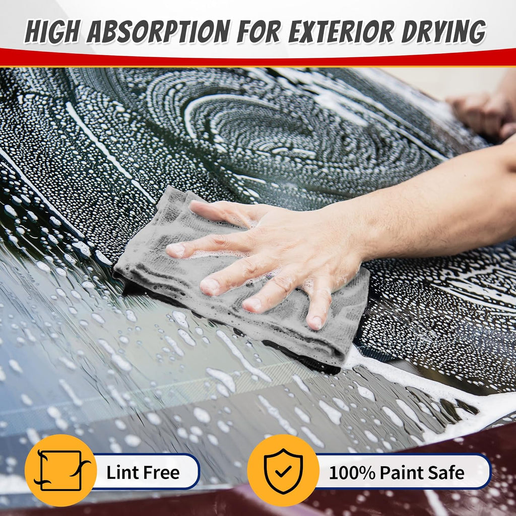 Shop Towels, Pack of 200, Grey Microfiber Cleaning Cloth Bulk, Microfiber Towels for Cars, All-Purpose Absorbent