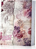 160 Sheets Vintage Flower Scrapbook Paper, Junk Journal Supplies, Purple Pink Flowers with Cursive Script No