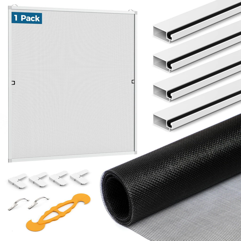 DIY Aluminum Window Screen Frame Kit, 1 Set, 46 in, White