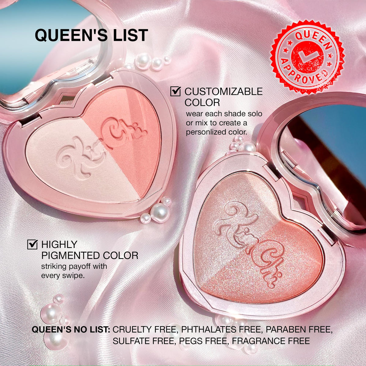 KimChiChic Beauty Thailor Blush Duo, Heart Compact Powder Blush for Cheeks