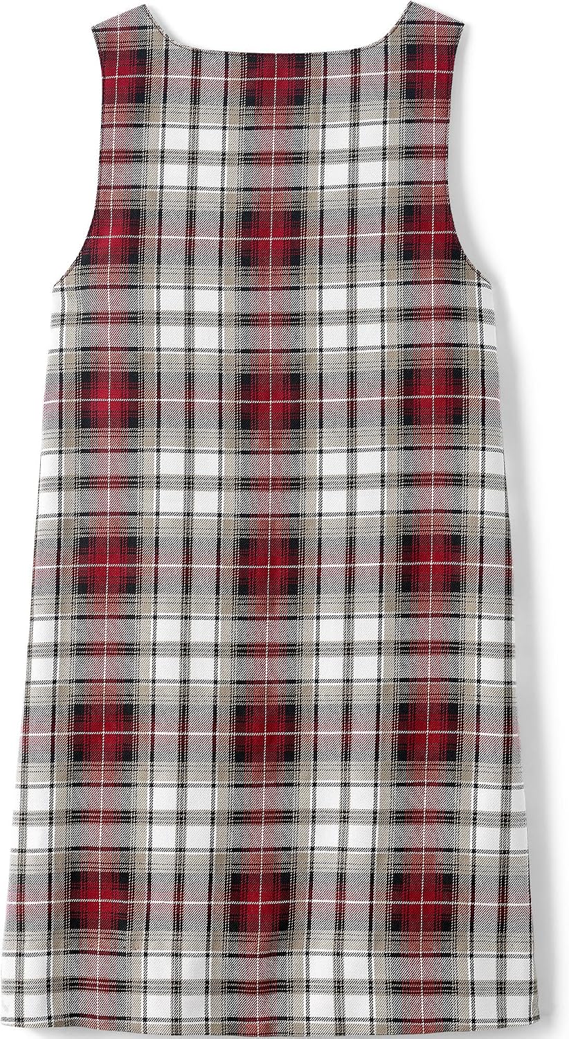 Girls Plaid Button Shoulder Patch Pocket Jumper 3 Garnet/Khaki Plaid