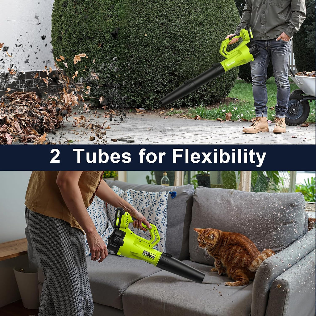 Leaf Blower Cordless with 2 Batteries and Charger, Electric Battery Powered Cordless Leaf Blower, Portable