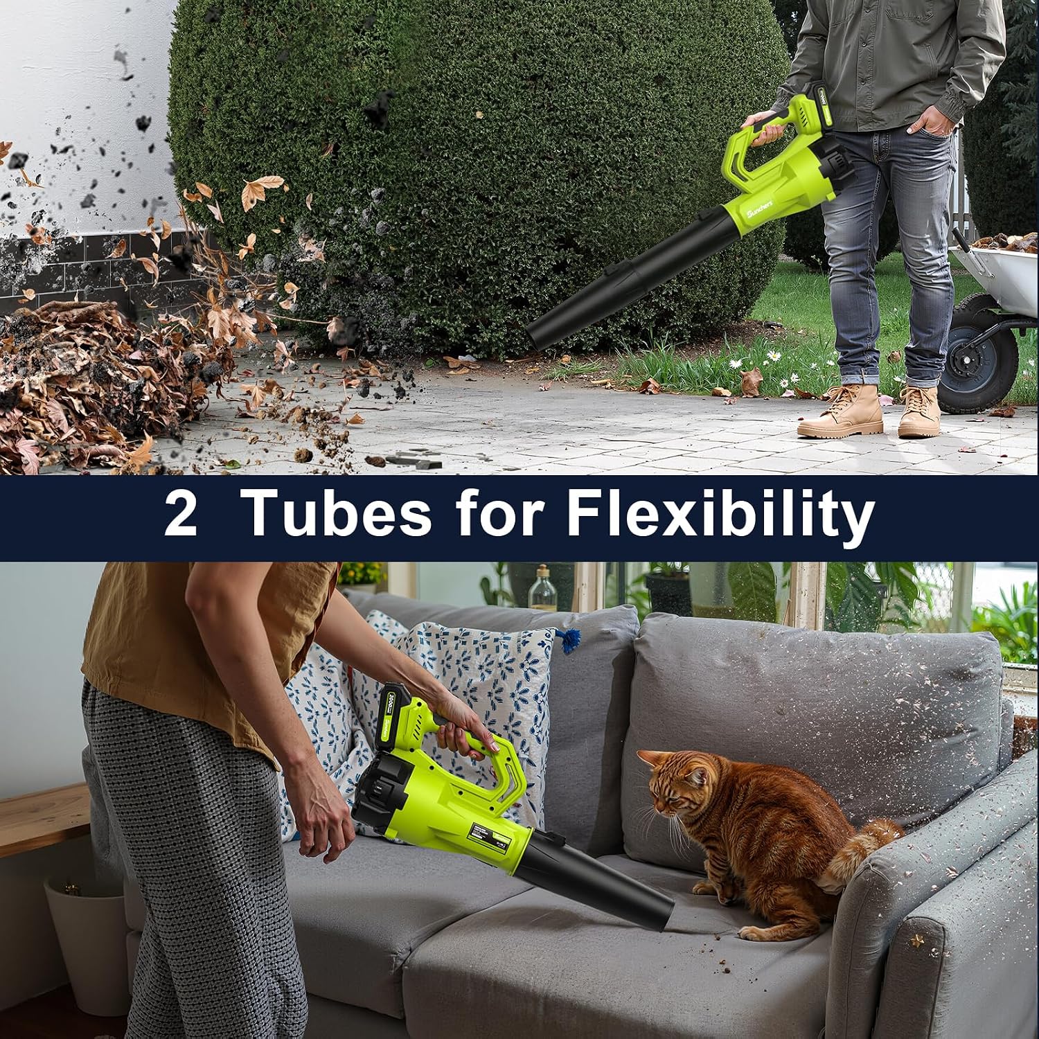 Leaf Blower Cordless with 2 Batteries and Charger, Electric Battery Powered Cordless Leaf Blower, Portable