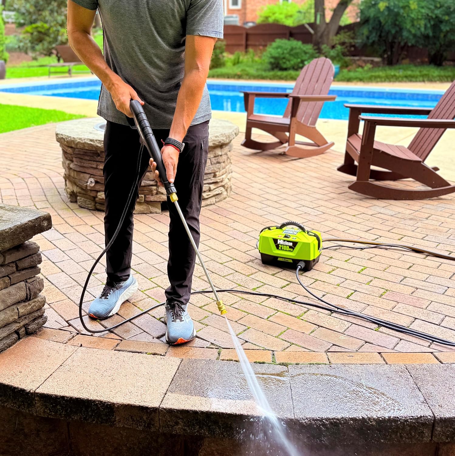Electric Pressure Washer 2100 PSI, Green | Portable Power Washer, Car Detailing, Patios, Fences & Outdoor Cleaning