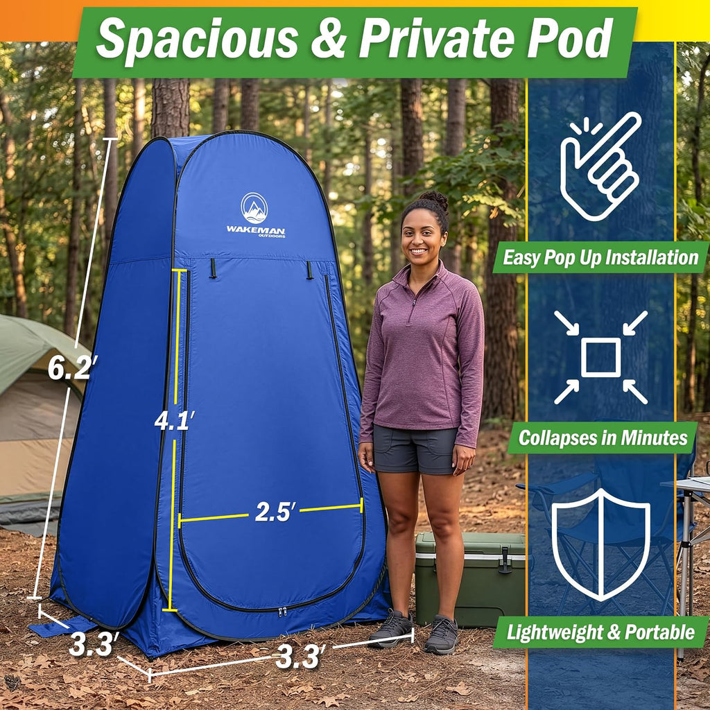 Pop Up Changing Tent, 3.3 x 3.3 x 6.2ft, Camping Shower Tent for Portable Toilet Stall or Dressing Room with Carry