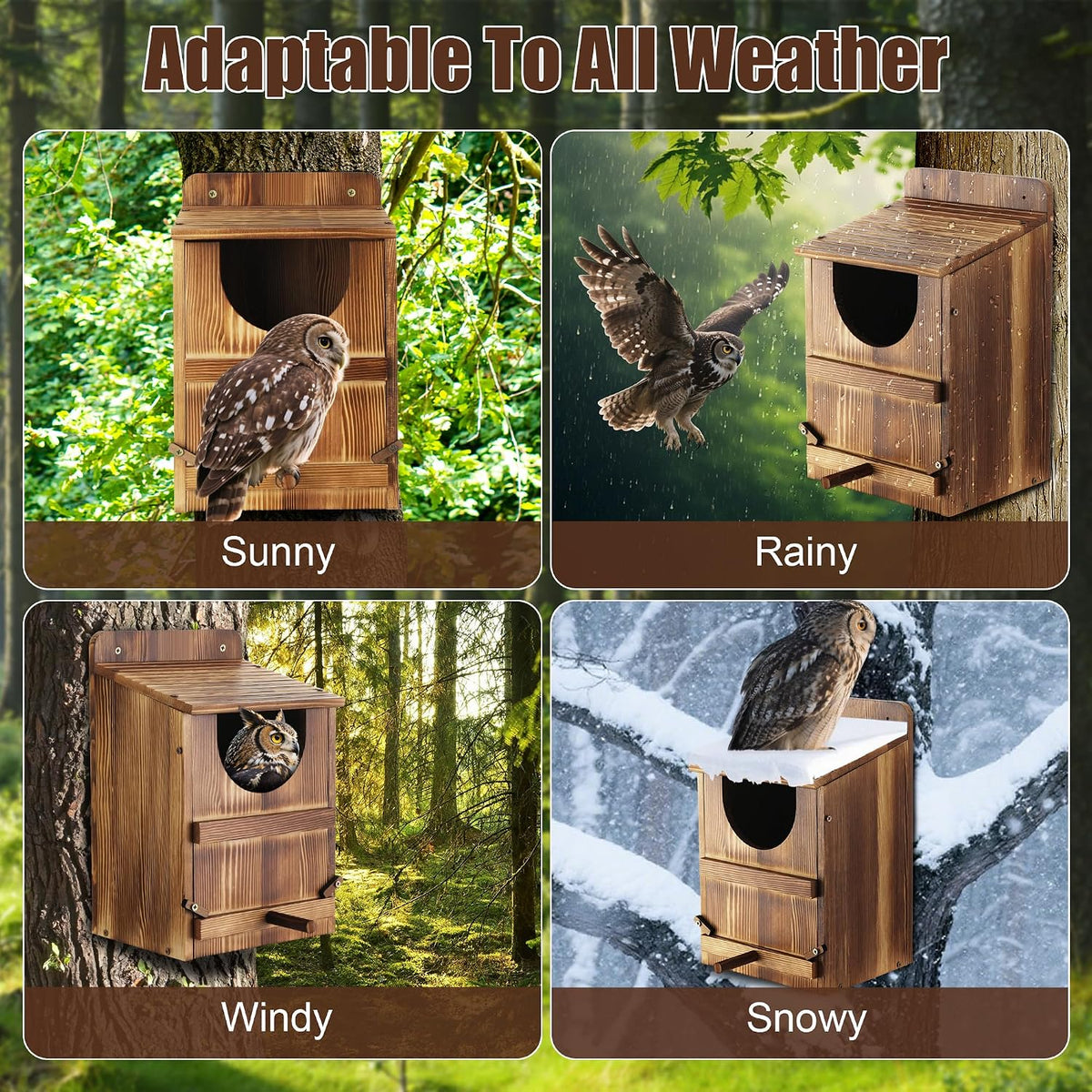 Owl House, Barn Owl Nesting Box with Bird Stand and Wood Shavings, Large Wooden Screech Nesting Box for Outside, Nest