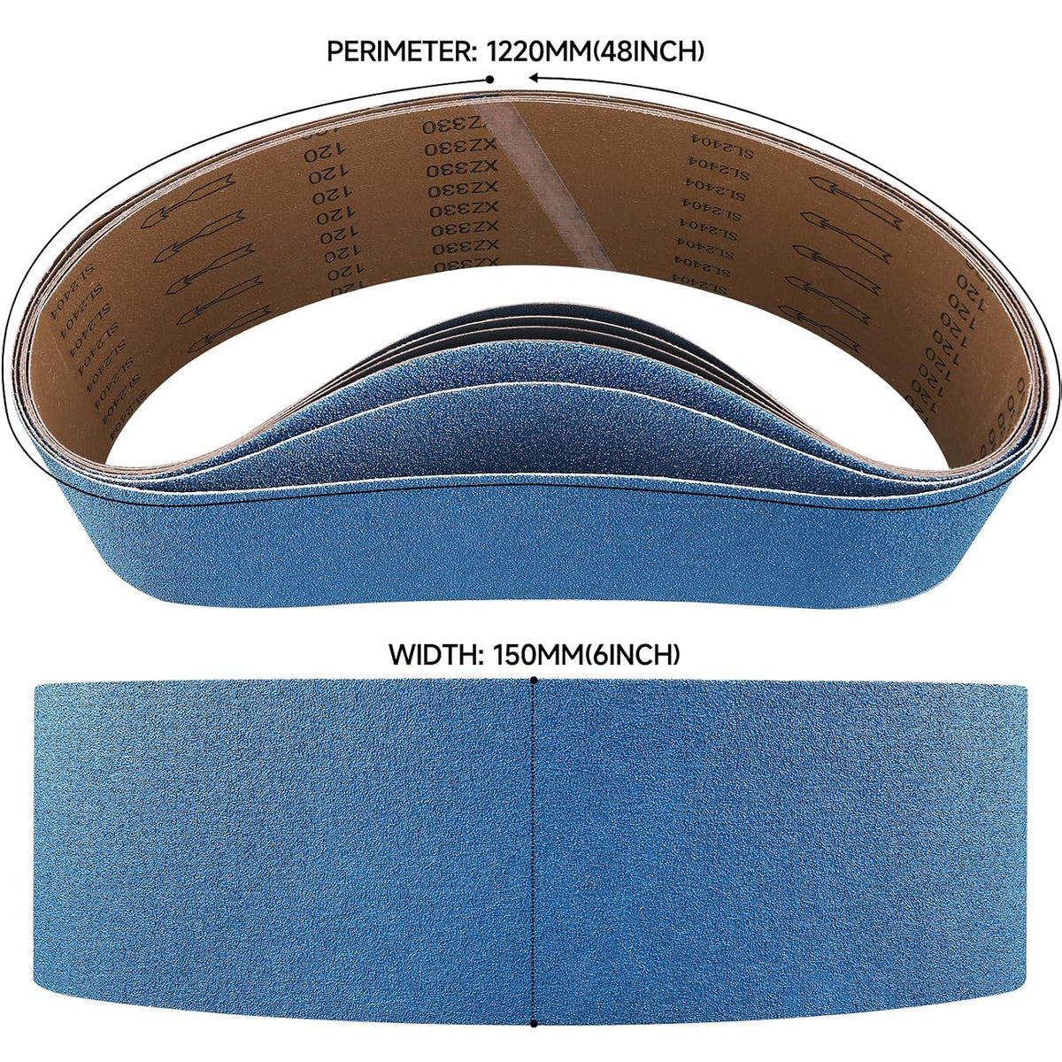 6-Piece Premium 6 x 48 Inch Zirconia Sanding Belts 40-400 Grit