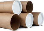 Kraft Mailing & Shipping Tubes with White End Caps 2 x 15 – Durable Cardboard Storage Tubes (Pack of 10)