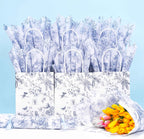 Floral Tissue Paper Bulk, Vintage Blue & White Flower Tissue Paper for Gift Bags, Wrapping, Crafts, Decoupage Art
