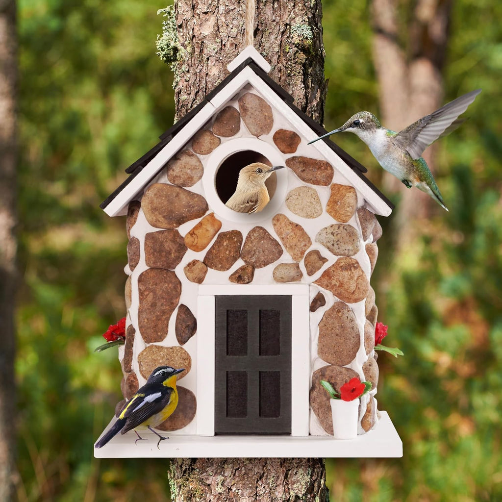 Bird Houses for Outside, Outdoor Bird House for Bird Families Bluebird Sparrow Finch Cardinals Hanging Birdhouse for