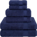 100% Cotton Turkish Towel Set, Soft Absorbent Quick Dry, 6 Piece Towel Set, Navy Blue