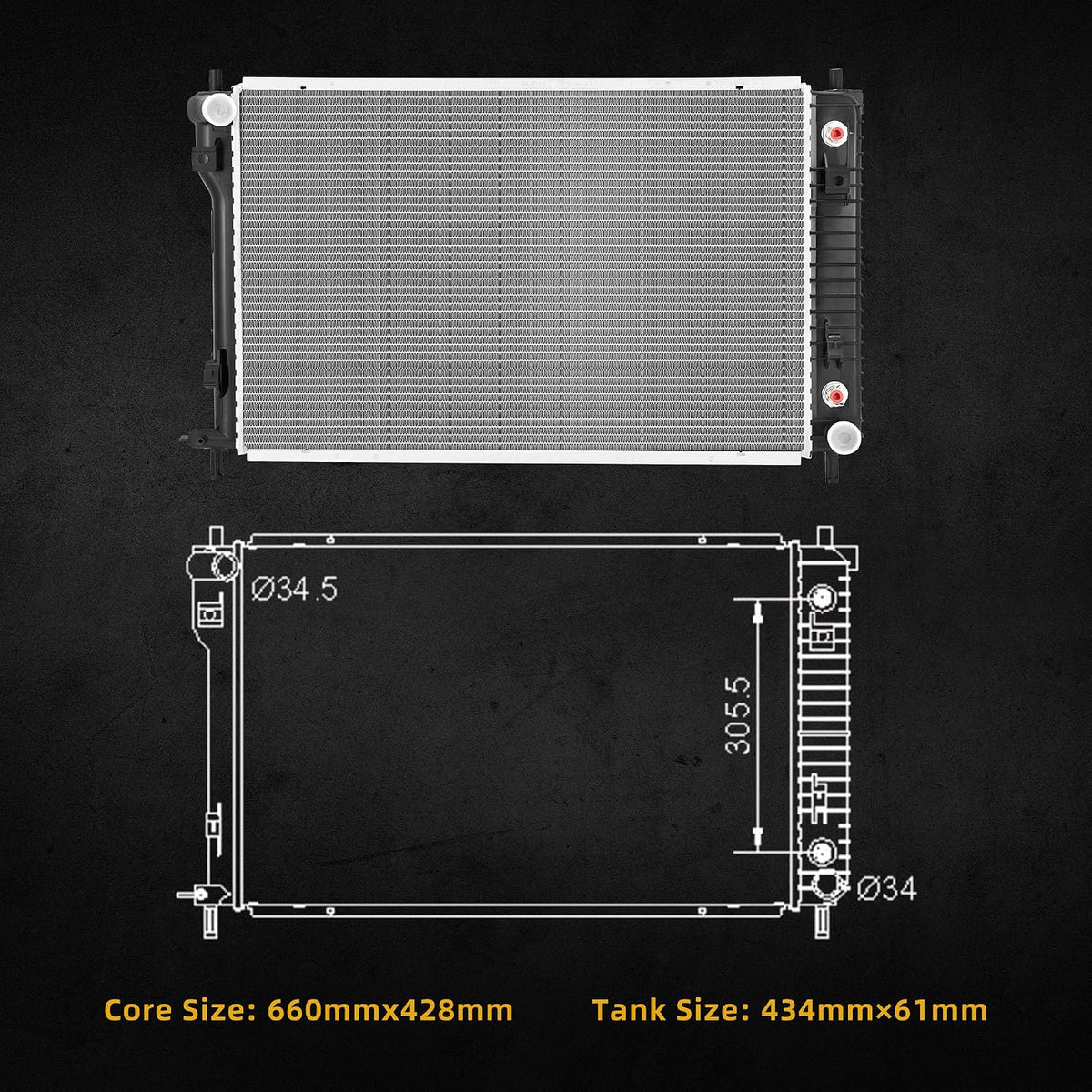 DWVO Complete Radiator Compatible with 2006-2009 Chevrolet Equinox