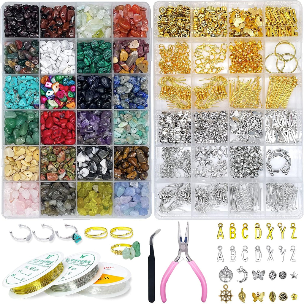Jewelry Making Kit for Adults - 1760 PC Crystal Beads, 800 PC Jewelry Findings, DIY Bracelet, Earring