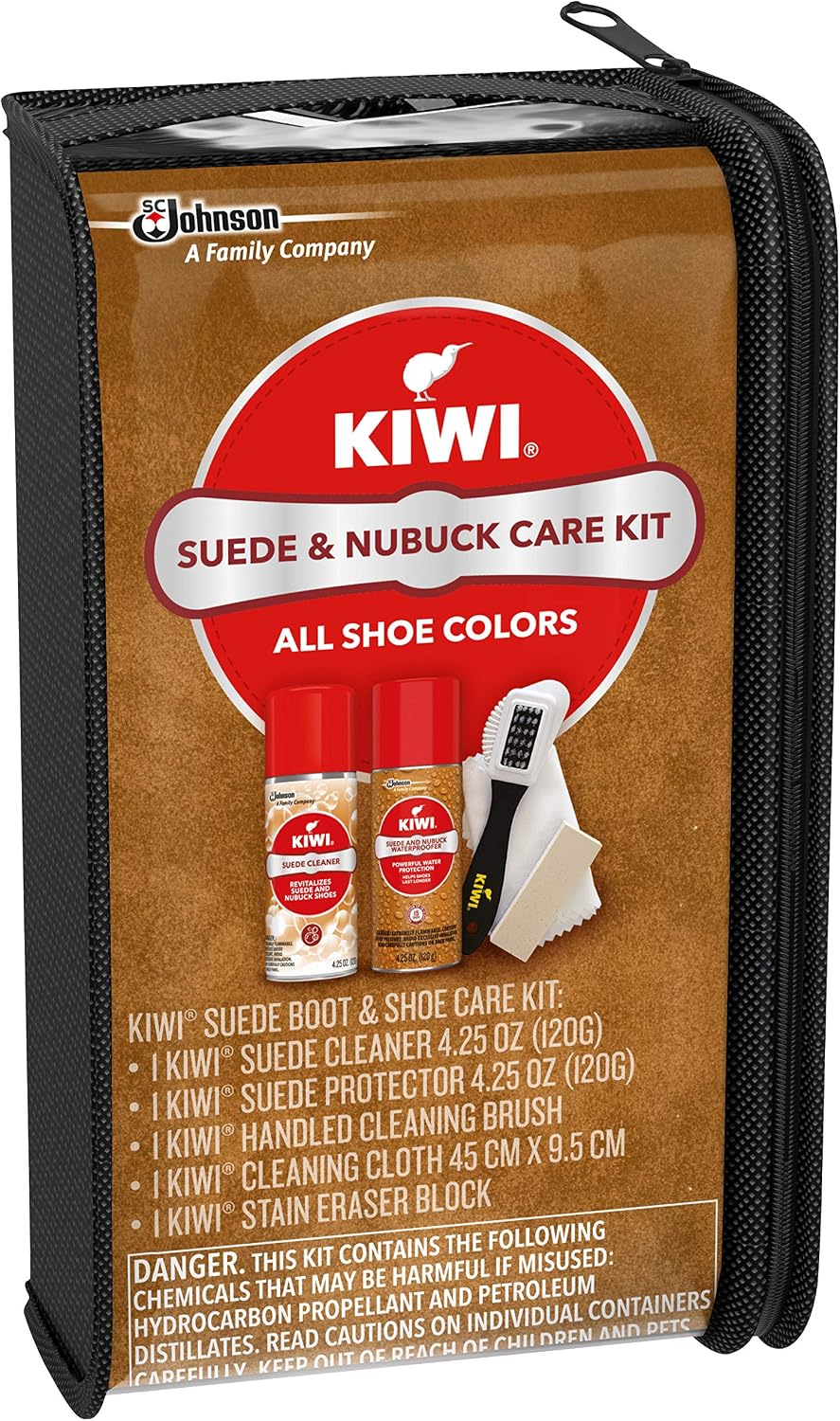 Suede and Nubuck Shoe Cleaner Kit | For Shoes, Boots, and More | Includes Cleaner, Protector, Brush, Cloth, Eraser Block