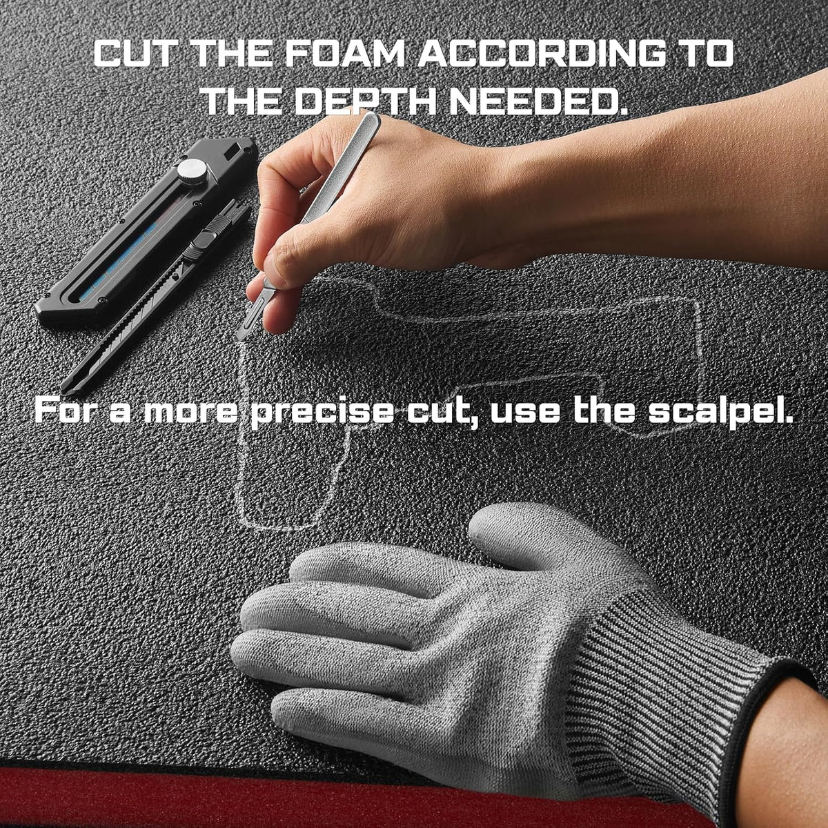 Tool Box Foam Cutting Kit for Kaizen Foam & Shadow Foam – Utility Knife Set for Custom Tool Box Foam Inserts