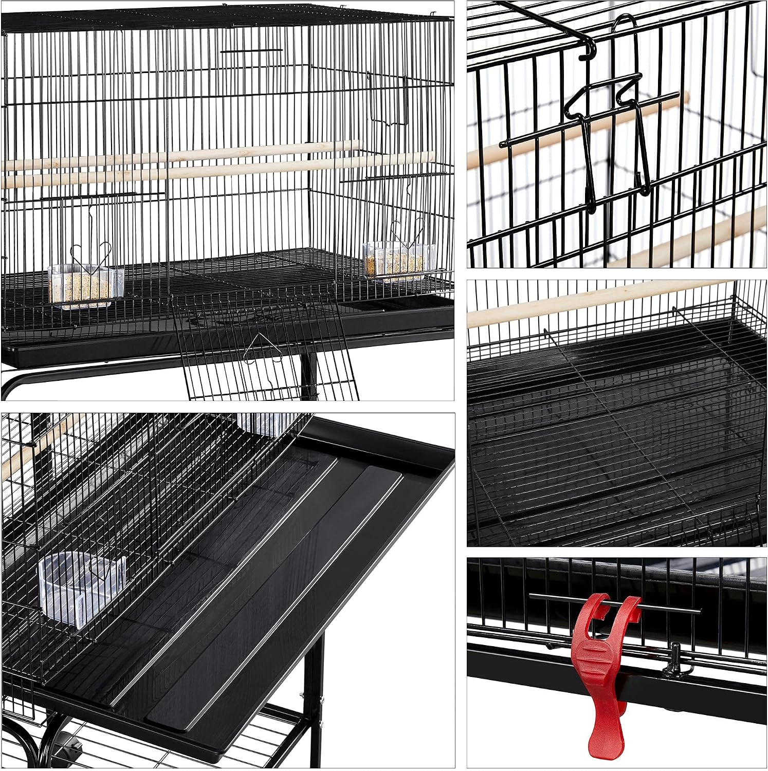 47-inch Rolling Breeding Flight Bird Cages for Parakeets Budgies Finches Cockatiels Conures Lovebirds Canaries