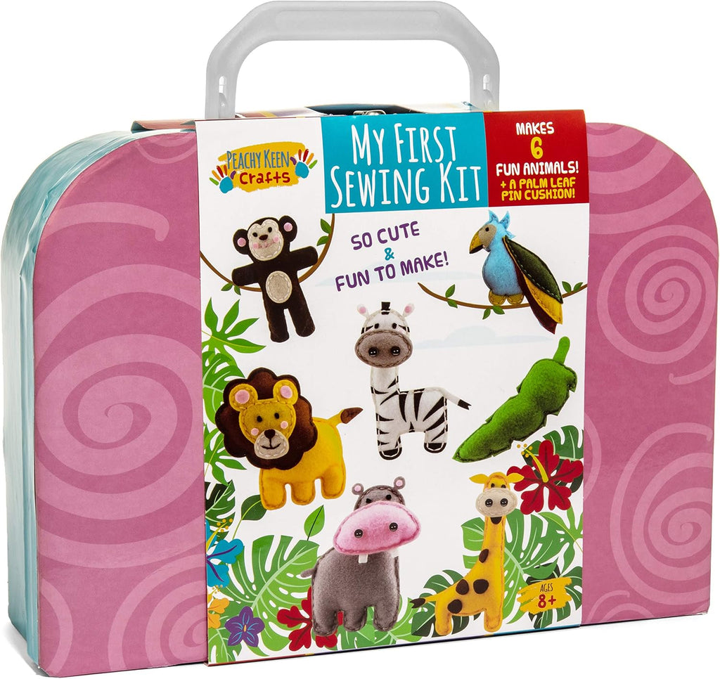 Kids Sewing Kit, Learn to Sew for Ages 8-12, Beginner Felt Craft Kit, Make 6 Fun Stuffed Animals and A Pin Cushion