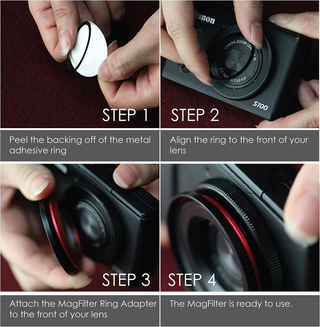 MagFilter 52mm Threaded Magnetic Lens Filter Adapter Ring | Compatible with Sony RX100 IV, V, VI, VII, Canon G5X Mark