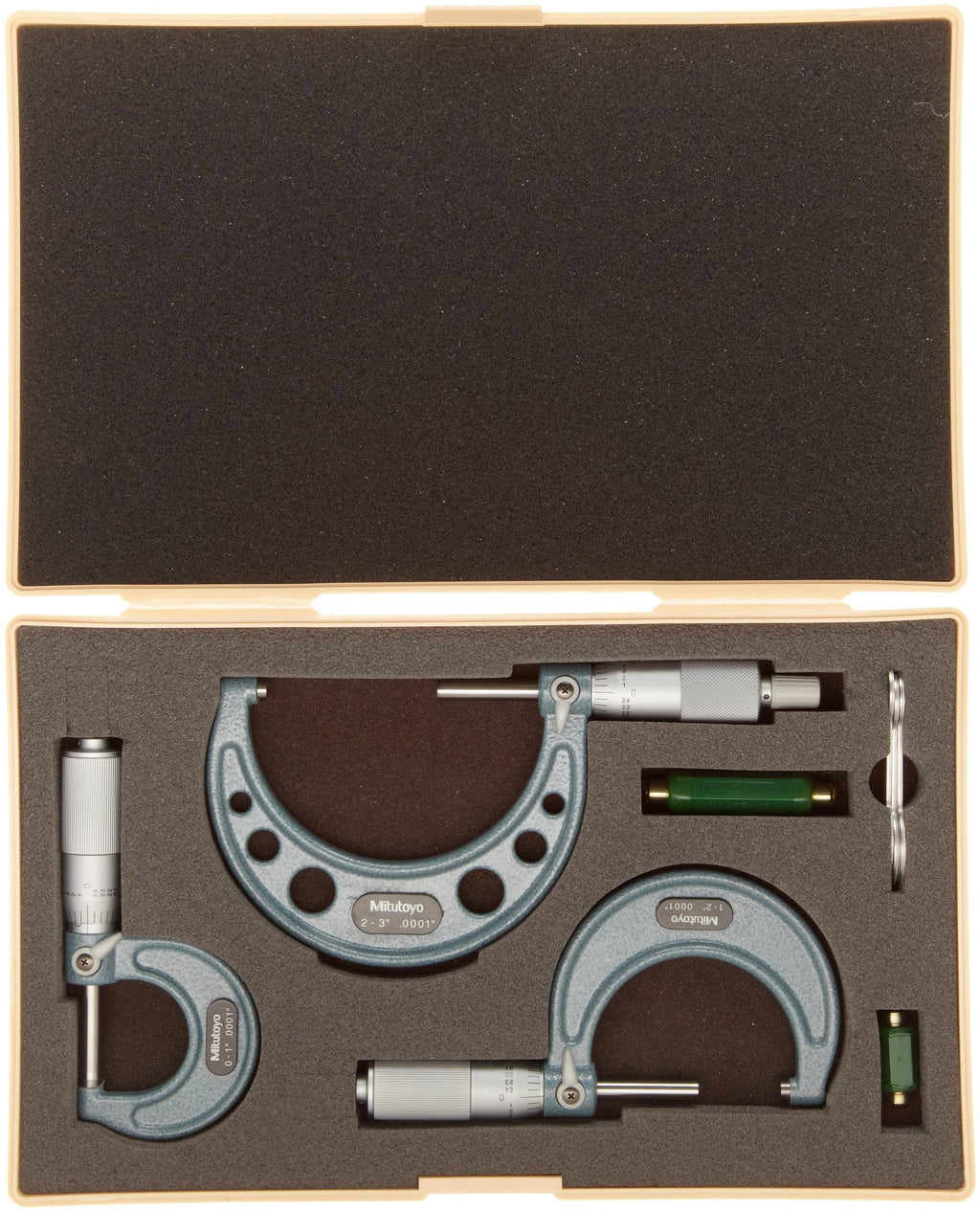 Mitutoyo 103-922, 0-3 X .0001 Outside Micrometer Set, with Standards