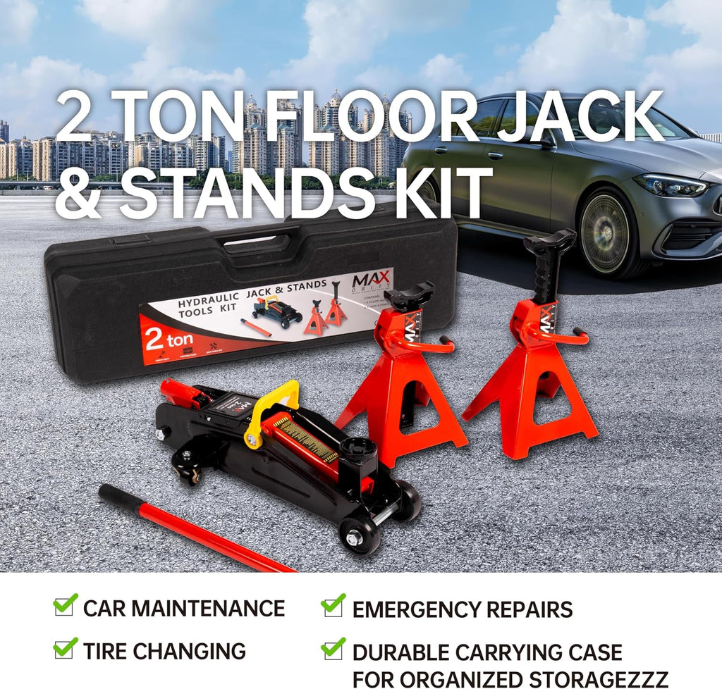 2-Ton (4400 lbs) Hydraulic Low Profile Trolley Garage Service/Floor Jack with Blow Mold Carrying Storage Case and 1