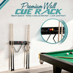 Pool Stick Holder Wall Mount - 4 Pool Cue Rack with Accessories Shelf and 4 Drink Holders - Bamboo Billiard Cue Rack