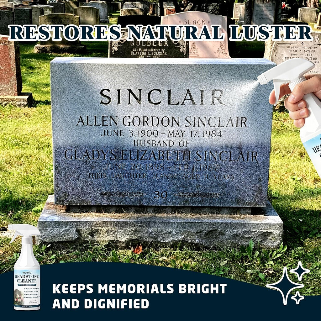 Headstone Cleaner for Graves, Effectively Removes Tough Moss & Dirt Stains