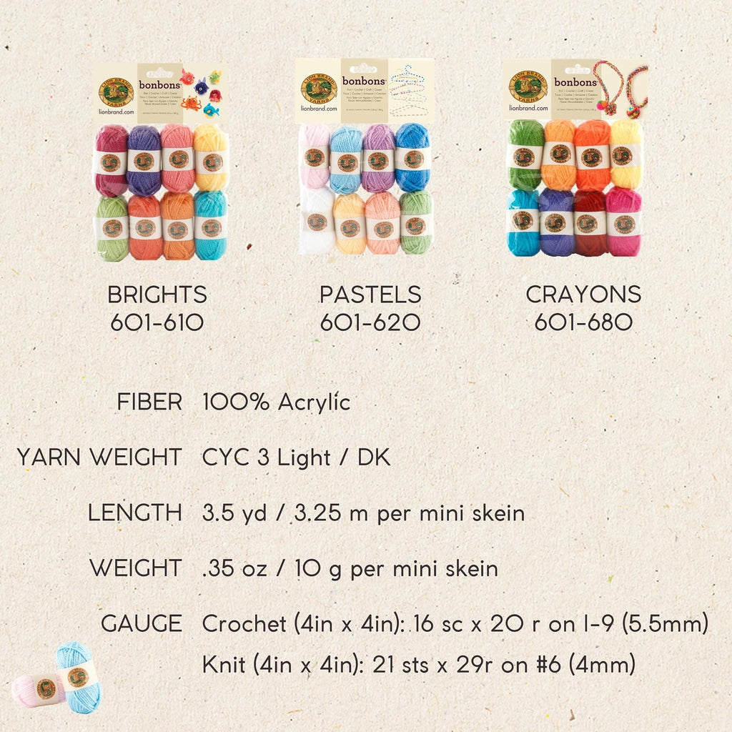 BonBons Yarn Pack Party | Small, Colorful, Lightweight Yarn Skein Pack for Colorwork, Embroidery, Friendship