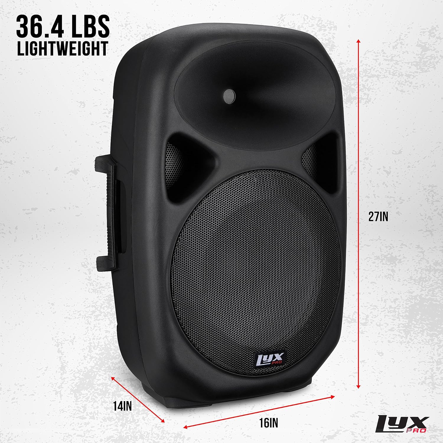 15 Inch PA Active Speaker System Compact and Portable with Equalizer, Bluetooth, MP3, USB, SD Card Slot, XLR, 1/4”