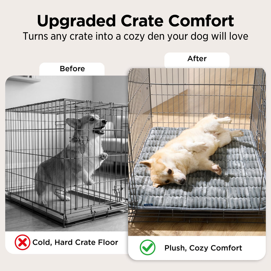 ComfyFleece Washable Dog Crate Pad,Soft Thin Medium Pet Mat,30"