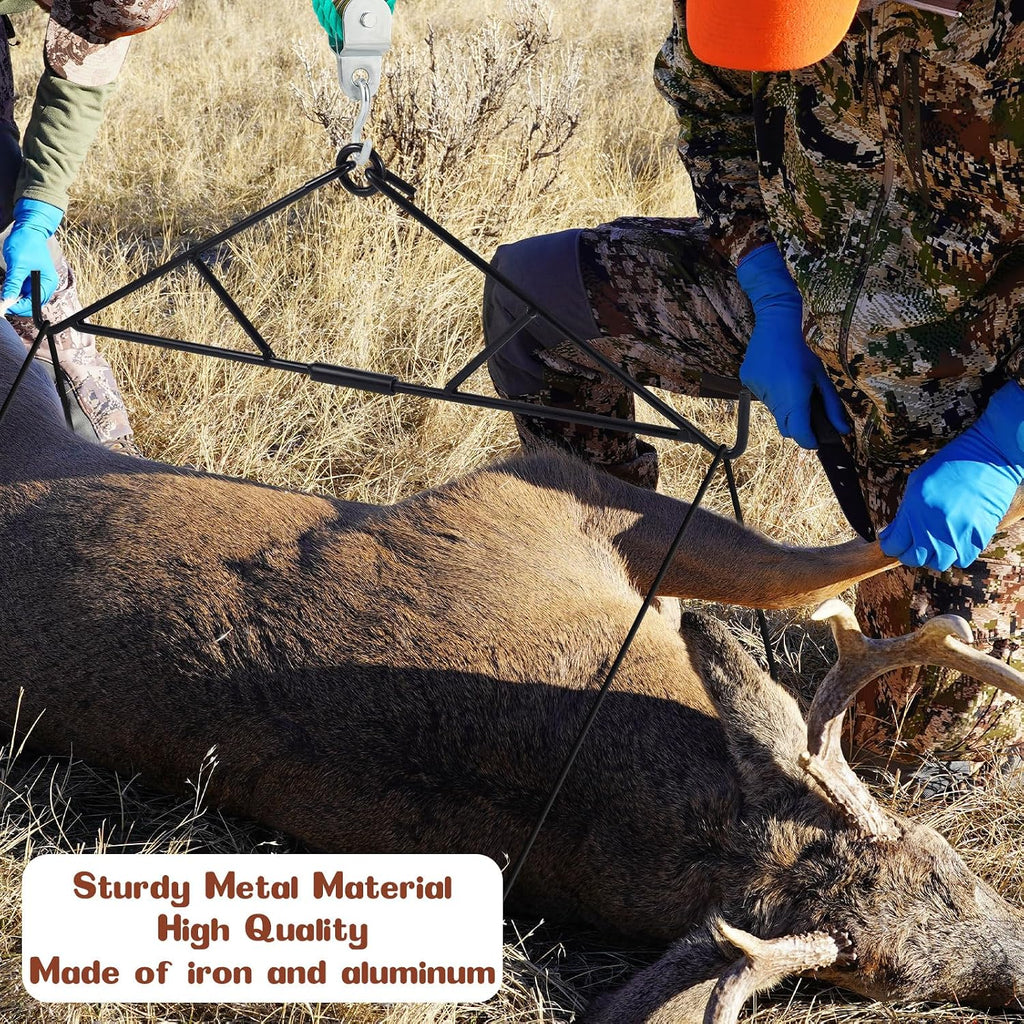 2 Pcs 700 Lbs Hunters Specialties Gambrel Deer Hanger Gambrel and Pulley Hoist Elk Deer Skinning Rack for Men Wild
