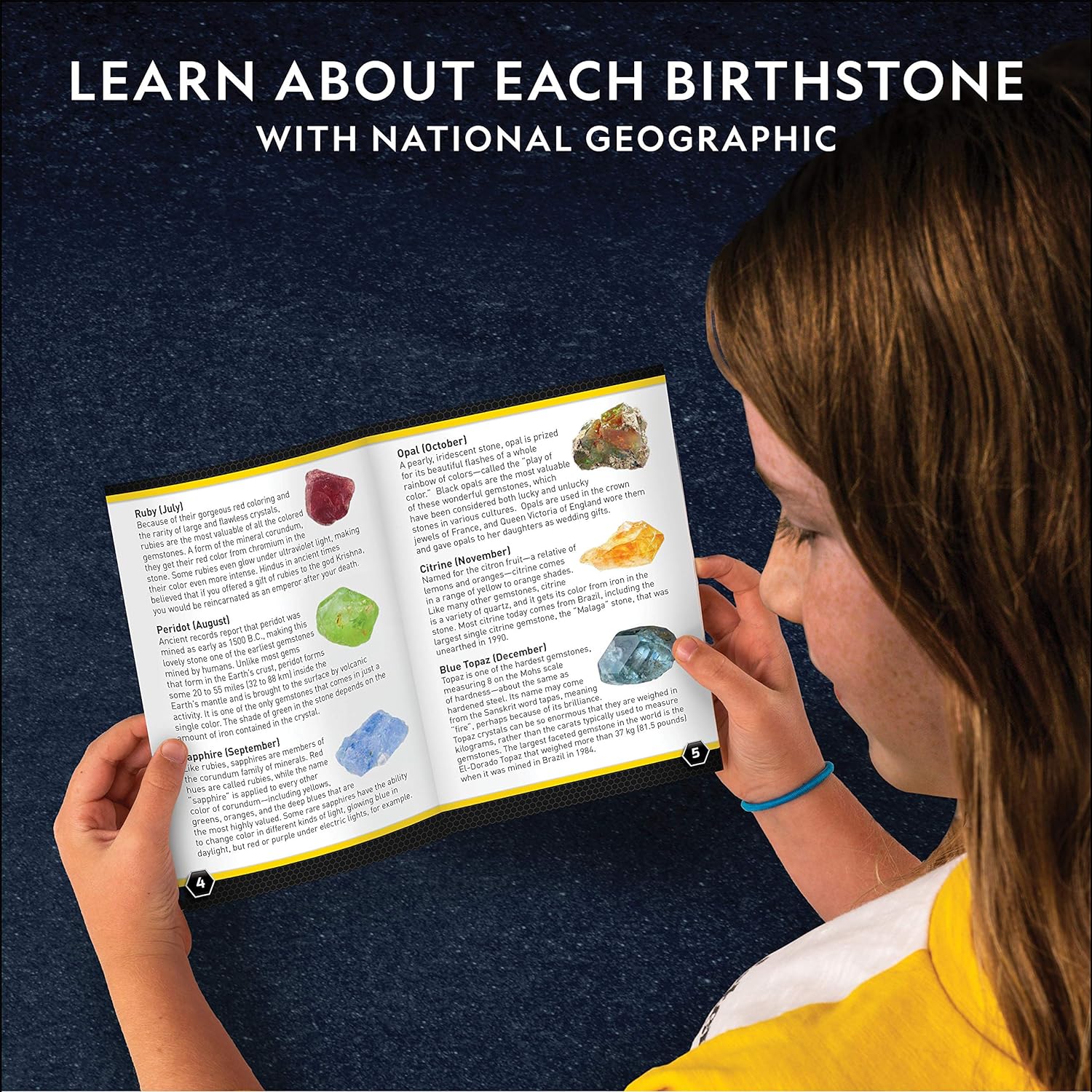 National Geographic Birthstone Dig Kit with 12 Genuine Gemstones for Kids | Real Diamond, Ruby, Sapphire & Pearl