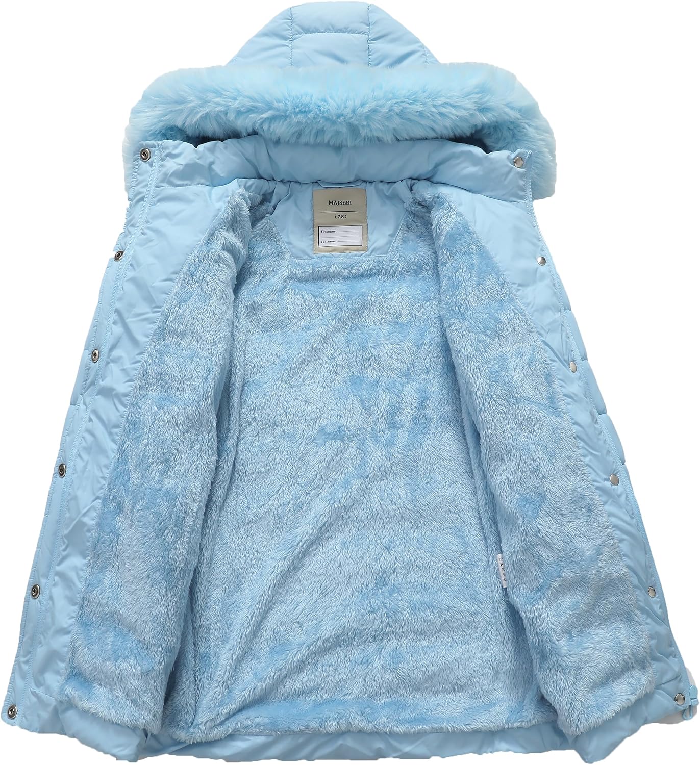 Girls Long Puffer Winter Coat Kid's Removable Hood Parka Jacket | Waterproof Polyester Outer, Soft Fleece Lined