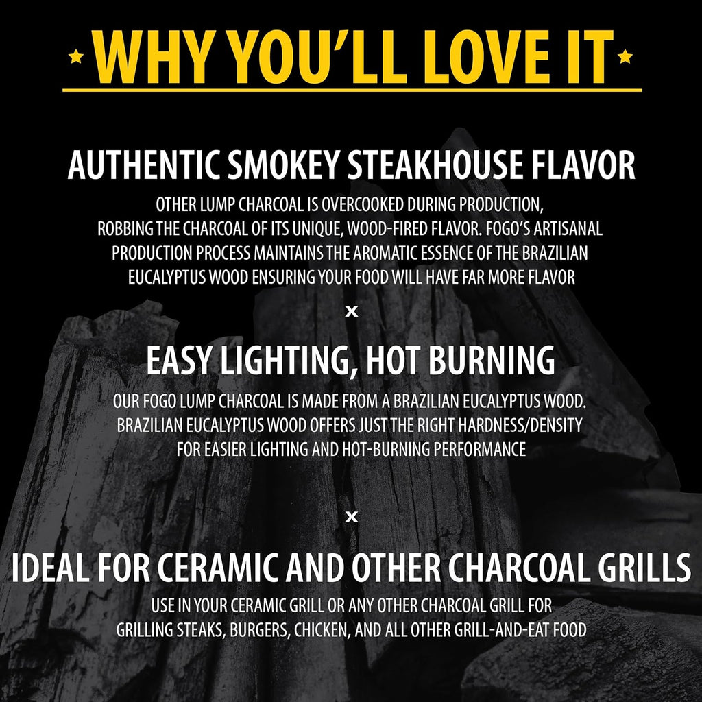 Brazilian Blend Hardwood Lump Charcoal, Natural, Large Sized Lump Charcoal for Grilling and Smoking, Restaurant