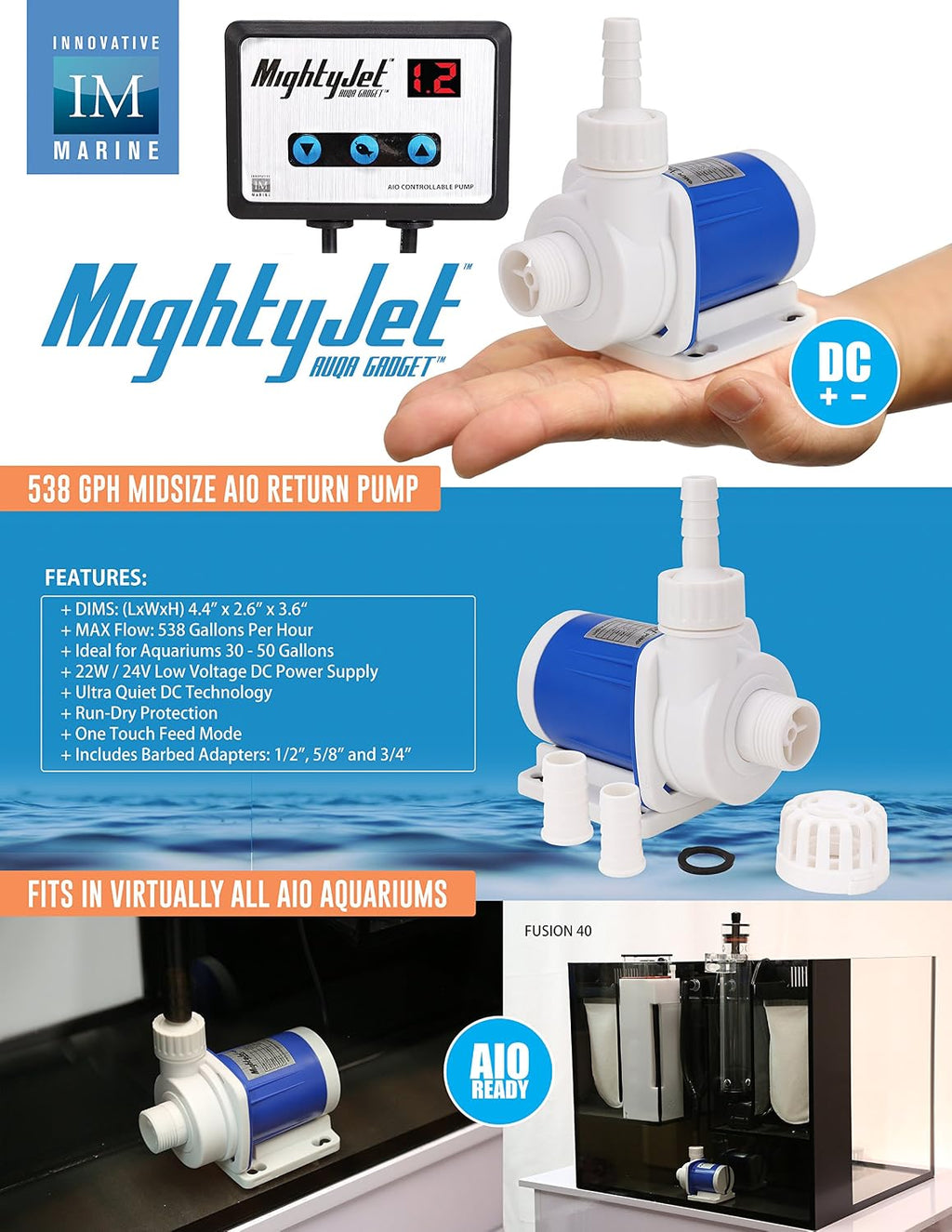 Mighty Jet DC Return Pump (Midsize: 538 GPH)