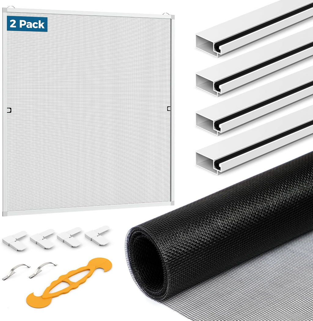 DIY Aluminum Window Screen Frame Kit, 2 Sets, 46 in, White