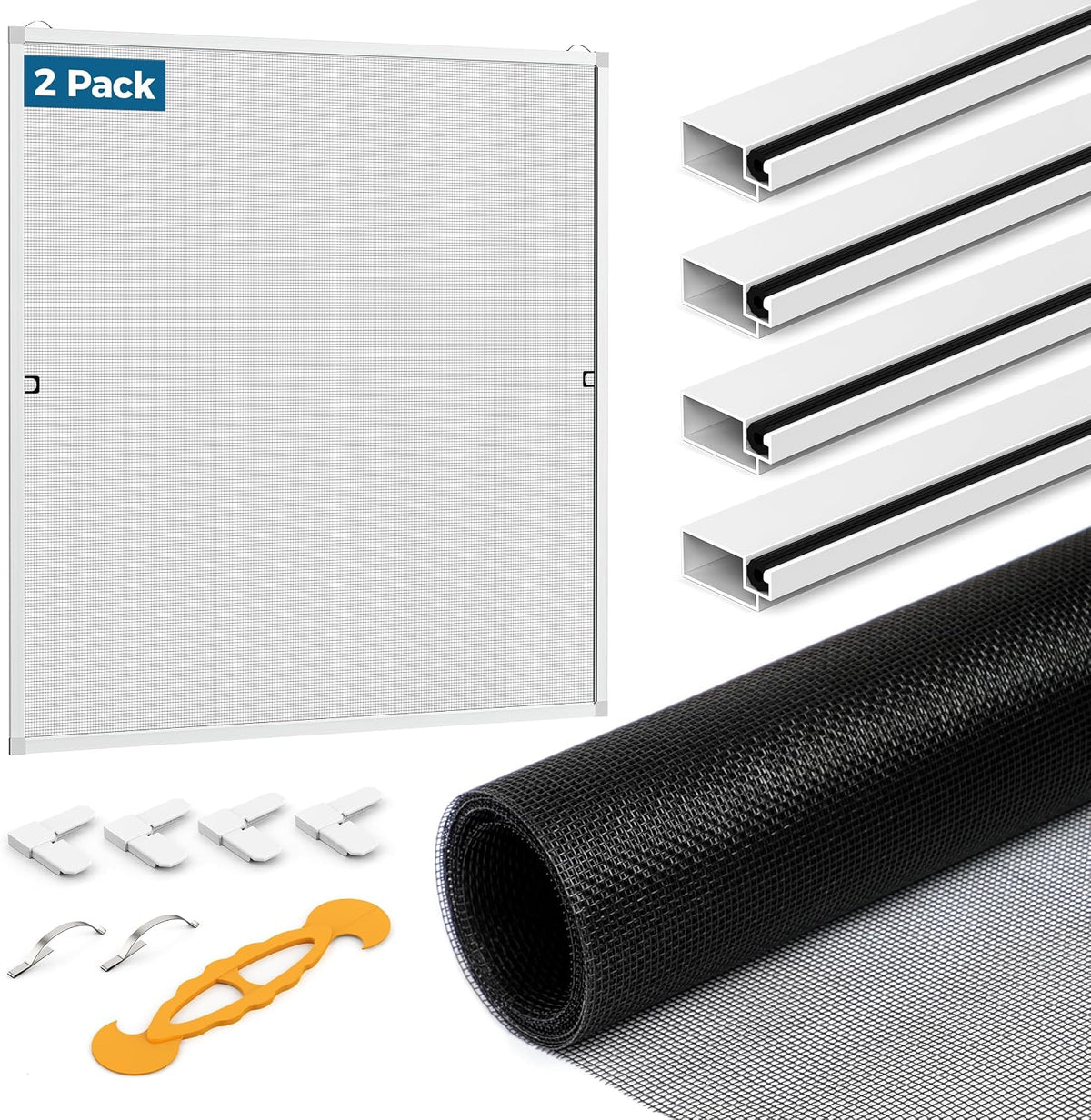 DIY Aluminum Window Screen Frame Kit, 2 Sets, 46 in, White
