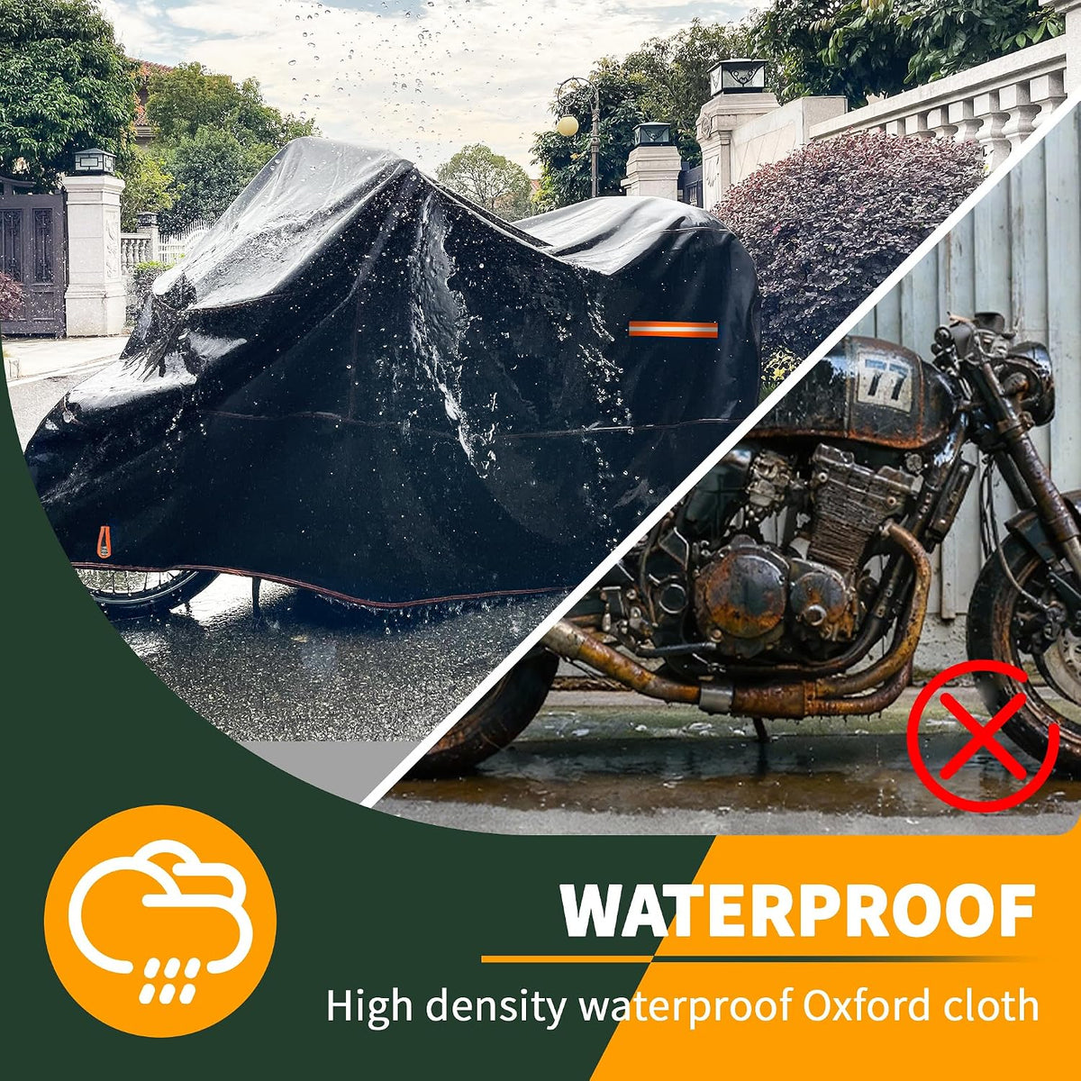 Motorcycle Cover Waterproof Motorcycle Rain Tarp Outdoor Storage